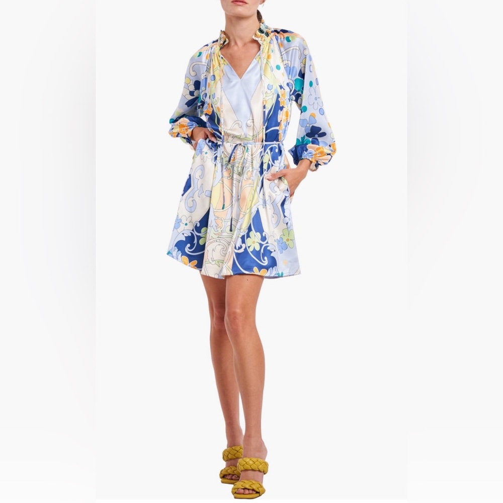 CIEBON Drea Floral Print Long Sleeve Minidress Medium - Picture 1 of 12